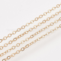 Iron Cable Chains, Soldered, with Spool, Flat Oval, Light Gold, 2x1.5x0.3mm, about 100yard/roll