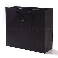 Sacchetti di carta, sacchetti regalo, buste della spesa, con maniglie, rettangolo, nero, 28x32x11.5cm