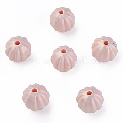 Perles acryliques laquées, perles ondulées, de Style caoutchouté, ronde, rose brumeuse, 11x11mm, Trou: 2mm, environ 720 pcs/500 g