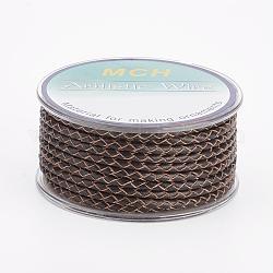 Cordón de cuero trenzado ecológico, cable de la joya de cuero, material de toma de diy joyas, café, 3mm, alrededor de 5.46 yarda (5 m) / rollo