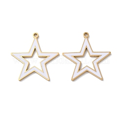 Ion Plating(IP) 304 Stainless Steel Pendants, with Enamel, Star Charm, Golden, 25x24x1.5mm, Hole: 1.6mm