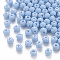 Opaque Acrylic Beads, Round, Light Sky Blue, 6x5mm, Hole: 1.8mm, about 4400pcs/500g