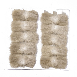 Faux Mink Fur Rectangle Decoration, Pom Pom Ball, for DIY Bowknot Hair Accessories Craft, PapayaWhip, 11.3~12x5.5~6cm, about 10pcs/board