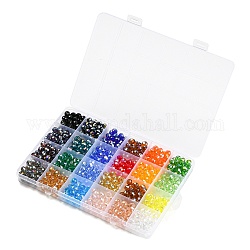 1080 pièce de perle de verre transparente de 24 couleurs, de couleur plaquée ab , facette, rondelle, couleur mixte, 8x7mm, Trou: 1.4mm, à propos 45pcs / couleur
