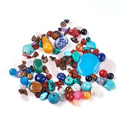 Бисер из натуральных и синтетических драгоценных камней смешанной формы, окрашенные, разноцветные, 6~31x6~25x3~12 мм, отверстие : 0.5~1.5 мм