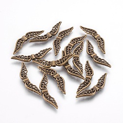 Tibetischer stil legierung perlen, Flügel, Antik Bronze, 7.5x30x3 mm, Bohrung: 1 mm