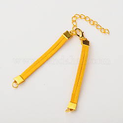 Faux Suede Cord Bracelet Making, with Iron Findings and Alloy Lobster Claw Clasps, Golden, Gold, 135x6mm, Hole: 4mm
