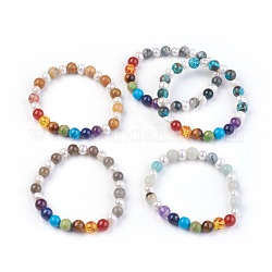 Bracelets extensibles de pierres précieuses naturelles, avec perle et pierre mélangée, 2-1/8 pouce (5.5 cm)