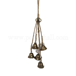 Carillons éoliens en toile de jute, décorations pendentif clé, breloques de cloche de sorcière en métal, bronze antique, 400mm