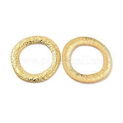 Ion Plating(IP) 304 Stainless Steel Linking Ring, Hammered Round Ring, Real 18K Gold Plated, 32.5x1.5mm, Hole: 20.5mm