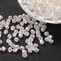 Perle acriliche trasparenti ecologiche placcate bicono ab, sfaccettato, chiaro ab, 5x5mm, Foro: 1 mm, circa 12500pcs/500g
