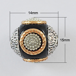 Handmade Indonesia Beads, with Alloy Cores, Round, Black, 15x14mm, Hole: 2mm