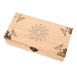 Boîtes de rangement rectangulaires en bois, pour le stockage d'articles de sorcellerie, burlywood, soleil, 20x10x6 cm