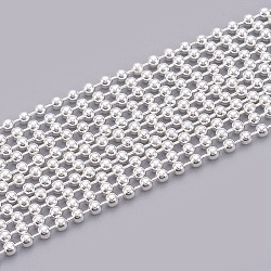 Латунные шаровые бусинка цепи, пайки, серебристый цвет, 2 мм