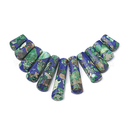 Chapelets de perles de pierres précieuses synthétiques, regalite et lapis lazuli, pendentifs éventails gradués, perles focales, teinte, bleu, 15~39.5x9~10x5~5mm, Trou: 1.2mm, 11 pièces / kit, 3.93 pouce / brin