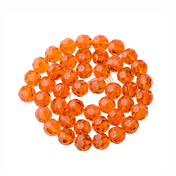 Facettiert rund Nachahmung österreichische Kristallperlenstränge, Klasse aaa, orange, 8 mm, Bohrung: 1 mm, ca. 50 Stk. / Strang, 15.7 Zoll