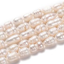 Natural Cultured Freshwater Pearl Beads Strands, Rice, Bisque, 8~23x8~9mm, Hole: 0.8mm, about 31pcs/strand, 13.58 inch(34.5cm)