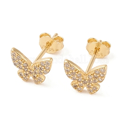 Boucles d'oreilles papillon en zircone cubique transparente, bijoux en argent sterling, or, 6.5x8mm