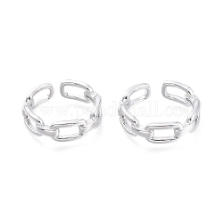 Anelli gemelli in ottone, anelli aperti, forma di catena portacavi, Vero platino placcato, formato 7, diametro interno: 17mm