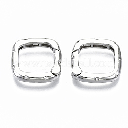 Латунные кольца из микро-паве циркония, без никеля , квадратный, прозрачные, Реальная платина, 18.5x18.5x3.5 мм, внутренний диаметр: 13x13 мм