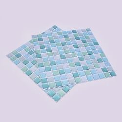 Haustier Kunststoff 3d Mosaik Wandaufkleber, mit kleber zurück, für zu Hause Wohnzimmer Schlafzimmer Dekoration, Viereck, Licht Himmel blau, 23.6x23.6x0.1 cm