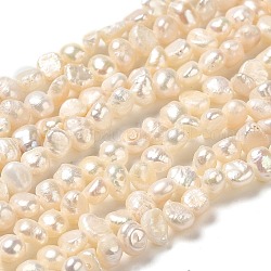 Naturali keshi perline perle fili, perle barocche coltivate di perle d'acqua dolce, grado 3 un, due lati lucido, papayawhip, 4~4.5x4.5~5x2~3mm, Foro: 0.5 mm, circa 87~88pcs/filo, 13.46~13.58 pollice (34.2~34.5 cm)