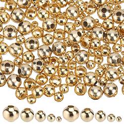 Sunnyclue 250 pièces 5 styles 304 perles en acier inoxydable, ronde, or, 2~6x2~5mm, Trou: 0.8~2.2mm, 50 pièces / style