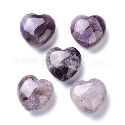 Natural Amethyst Heart Love Stone, Pocket Palm Stone for Reiki Balancing, 29.5x30x14.5mm