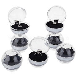 Chgcraft прозрачные пластиковые коробки для колец, ювелирный дисплей свадебная упаковка ящик для хранения организатор, чёрные, 5.2x4.9 см, 24 шт / коробка