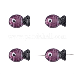 Abalorios de colores vario hechos a mano, pescado, rosa vieja, 20x12mm, agujero: 2 mm, aproximamente 1pc / bolsa