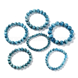 Bracelets extensibles en perles rondes en apatite naturelle, diamètre intérieur: 2-1/8~2-3/8 pouce (5.5 cm)