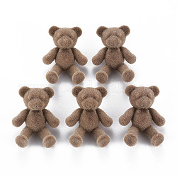 Flocky Acrylic Shank Buttons, Bear, Camel, 38~39x29.5x15mm, Hole: 3mm