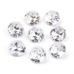 Apuntado hacia atrás & dorso plateado Diamante de imitación de cristal Cabujones, Grado A, facetados, plano y redondo, cristal, 8x4.5mm