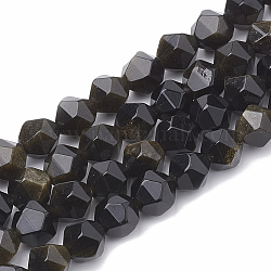 Natürliche goldenen Glanz Obsidian Perlen Stränge, sternförmige runde Perlen, facettiert, 12x11~12 mm, Bohrung: 1.2 mm, ca. 30~32 Stk. / Strang, 14.2~14.6 Zoll