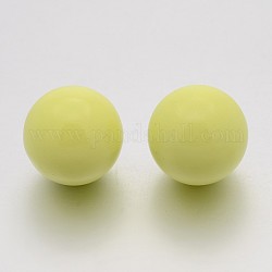 Kein Loch lackiert Messing runden Ball Perlen passen Käfig Anhänger, blass Goldrute, 18 mm