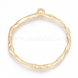 Grandes colgantes de aleación, estilo mate, anillo, sin plomo y cadmio, real 14k chapado en oro, 81x72x5mm, agujero: 4.5 mm