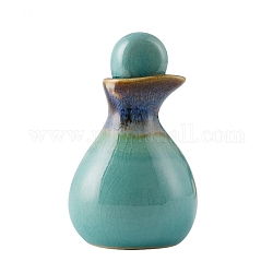 Botella de perfume vacía de aceite esencial de porcelana hecha a mano, botella recargable, cian oscuro, 5.6x9 cm, capacidad: 60ml (2.03fl. oz)