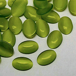 Cabuchones de ojo de gato, oval, verde oliva, 18x13x2.5~3.5mm