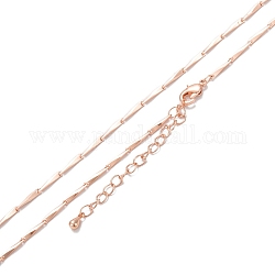 Messing Bar Link Kette Halsketten, langlebig plattiert, Echtes rosafarbenes Gold überzogen, 15.94 Zoll (40.5 cm)