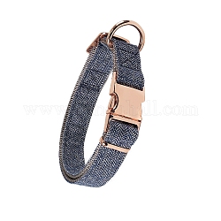 Nylon Dog Collar with Rose Gold Iron Quick Release Buckle, Adjustable Safety Collar for Dog Pet, Midnight Blue, 450~650x20mm