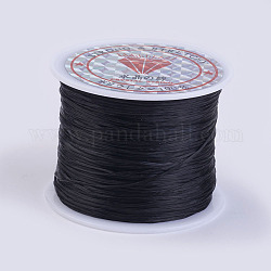 Cuerda de cristal elástica plana, Hilo de cuentas elástico, para hacer la pulsera elástica, negro, 0.5mm, alrededor de 49.21 yarda (45 m) / rollo