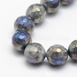 Galvanoplastie perles de labradorite naturelle brins, ronde, facette, 14mm, Trou: 1mm, Environ 27 pcs/chapelet, 15 pouce