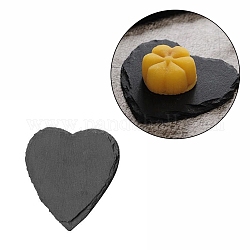 Tappetino per tazza in pietra nera naturale, sottobicchiere con bordo grezzo, con spugna, cuore, 105~106x103~103.5x7.5~8mm