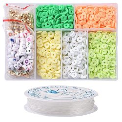 Kit de fabrication de bracelets en perles d'argile polymère, bricolage, pour la saint-patrick, couleur mixte, 6x1mm, Trou: 2mm