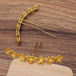 Аксессуары для волос утюг вилка для волос фурнитура, с фурнитурой из цветочной филиграни из сплава, золотые, 70x9 мм, внутренний диаметр: 6 мм