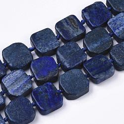 Chapelets de perles en lapis-lazuli naturel, cire colorée, rectangle, 15~19x16~18x5~9mm, Trou: 1.2mm, Environ 19~20 pcs/chapelet, 15.94 pouce ~ 16.65 pouces (40.5 cm ~ 42.3 cm)