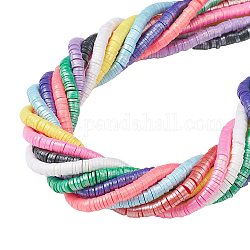 10 Strands 10 Colors Handmade Polymer Clay Beads Strands, Pearlized, Disc/Flat Round, Heishi Beads, Mixed Color, 6mm, 15.75''(40cm), 1 strand/color