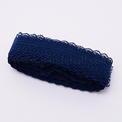 Nonelastic Lace Trim, Polyester Ribbon for Jewelry Making, Marine Blue, 1-1/8 inch(29mm), 10m/bag