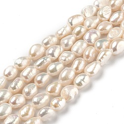 Brins de perles de culture d'eau douce naturelles, riz, bisque, 8~9.5x4~6mm, Trou: 0.7mm, Environ 40 pcs/chapelet, 13.98 pouce (35.5 cm)
