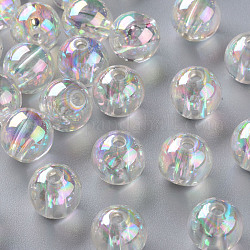 Transparent Acrylic Beads, AB Color Plated, Round, Clear AB, 12x11mm, Hole: 2.5mm, about 566pcs/500g